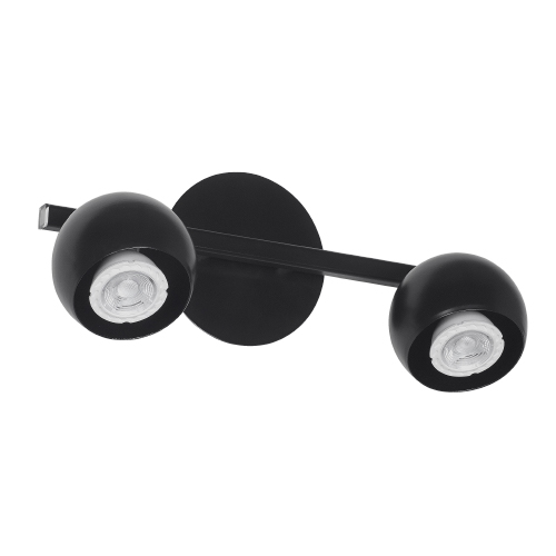 Aplique 2 luces GU10 con cabezal de diámetro 9 cm y barral de 30 cm negro